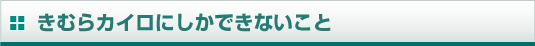 きむらカイロにしかできないこと